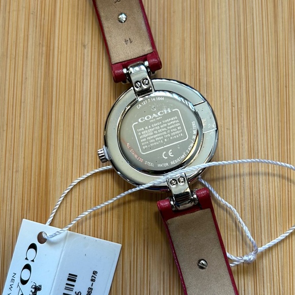 Coach Chrystie Watch With 30mm Silver Face With Red Bangle Bracelet - Picture 4 of 5